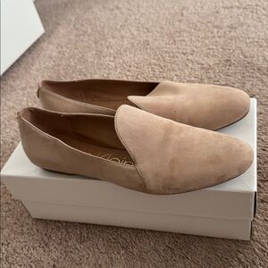 Calvin Klein Women's Desert Sand Suede Slip-On Loafers NWT